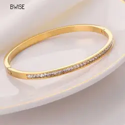 Bwise Ins Style Stainless Steel Bracelet Jewelry Inlaid Cubic Zircon Bracelet Bangles for Women Waterproof Trendy Christmas Gift