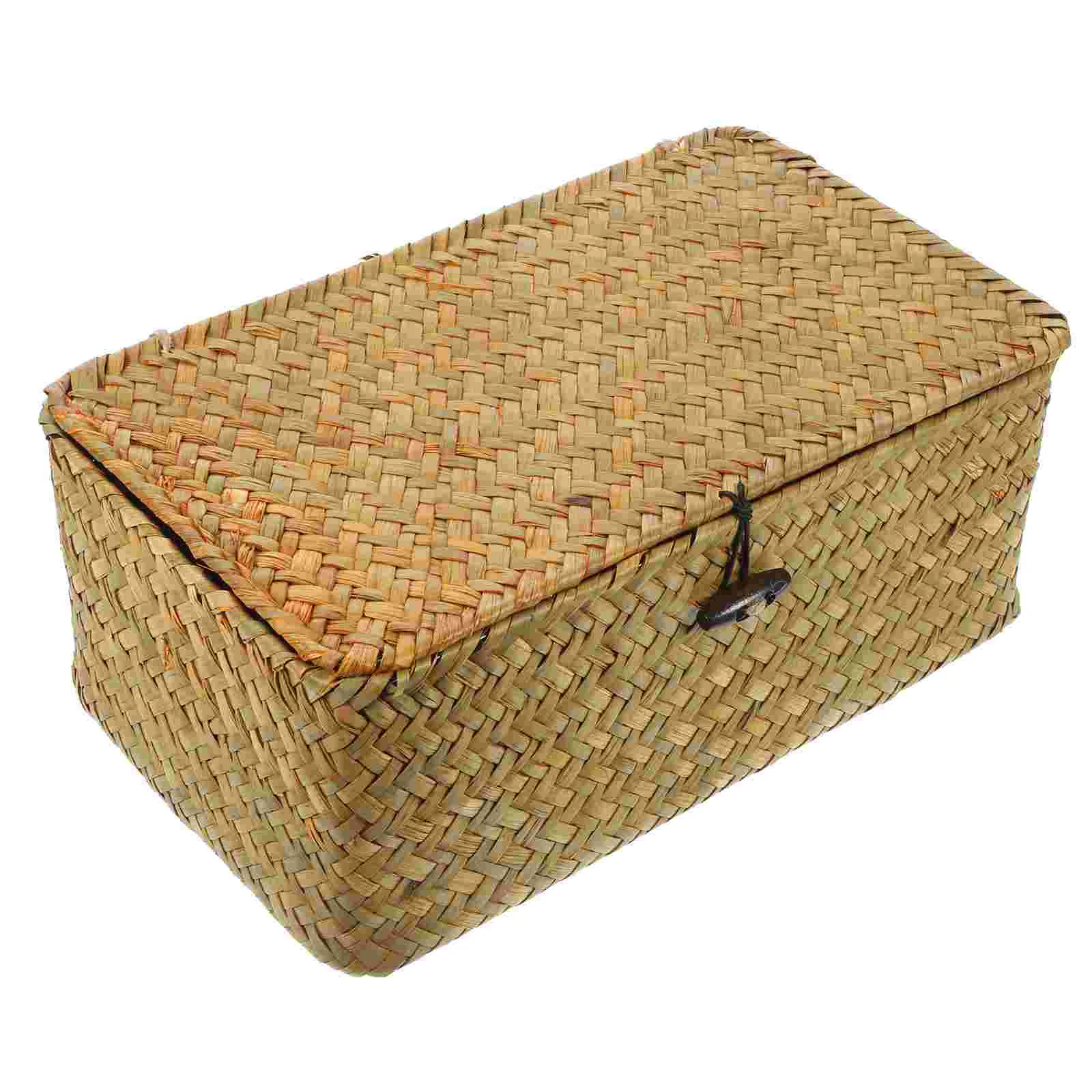 3 pçs novas algas com botão cesta de palha tecido detritos caixa de armazenamento de mesa cesta de armazenamento tecido à mão-tamanho s, m, l