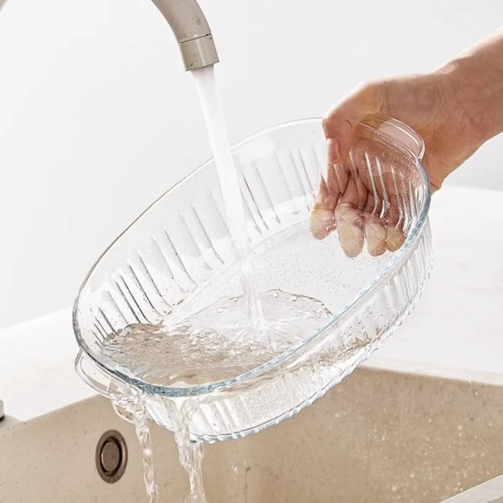 

Heat-Resistant Glass Baking Dishes Oval Microwave Safe Lasagna Baking Pan Transparent Striped Pattern Salad Tray Baking