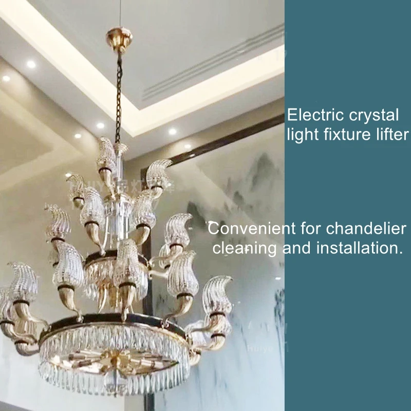 XJ100 Villa hotel chandelier lifter living room crystal lighting lifter electric remote control automatic