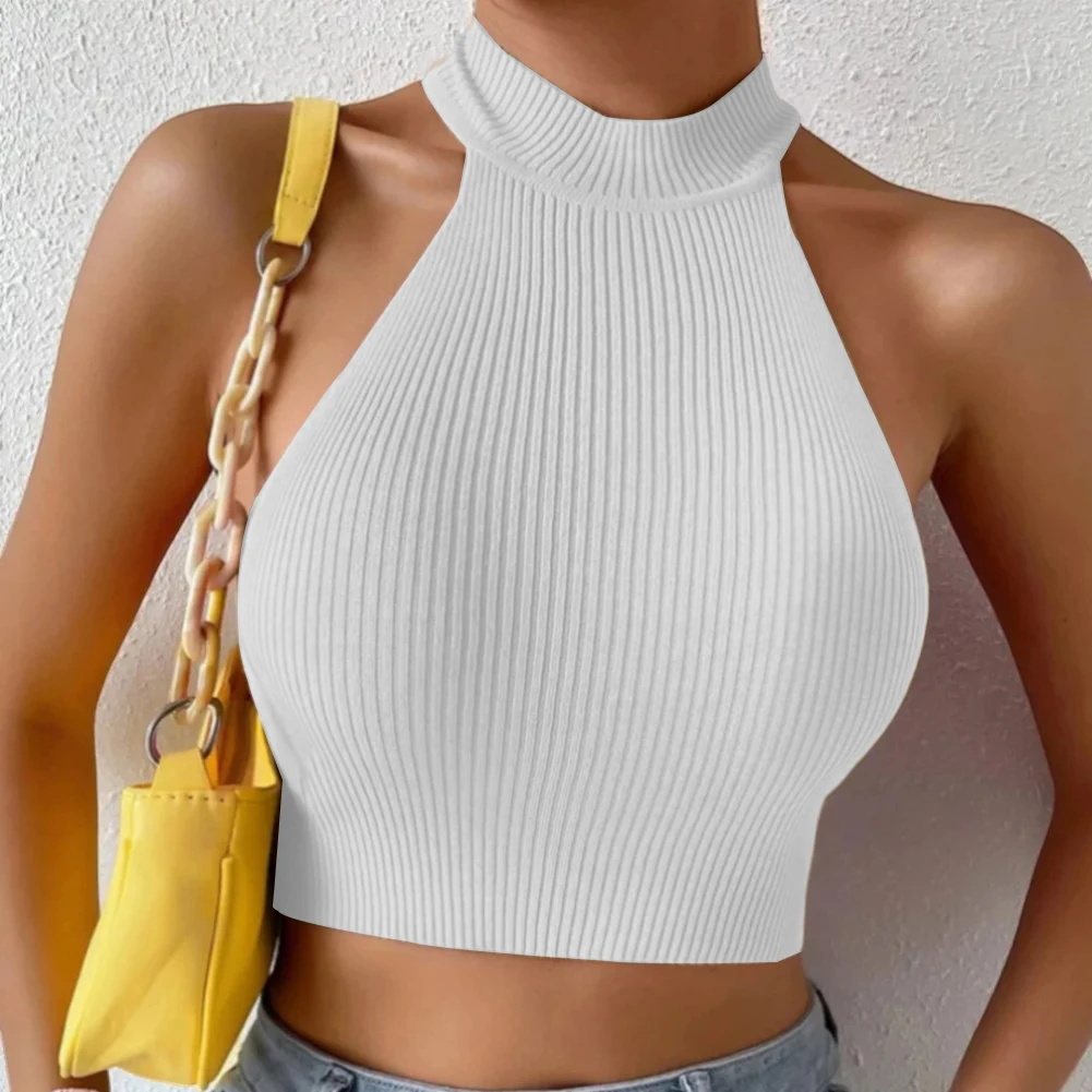 Bluzka bez rękawów Damska Kamizelka Stylizacje Klubowe Nowa Odkryte Ramiona Jednolity Kolor Odpowiednia na Wszystkie Sezony Długość Regularna