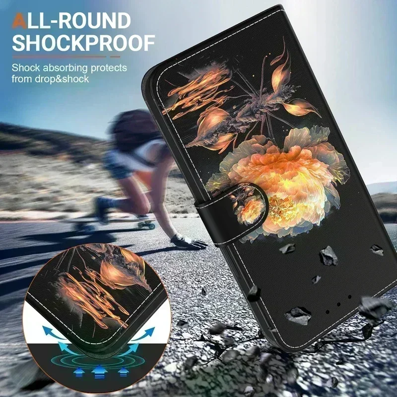 Leather Flip Case For LG Velvet 5G 6.8" Case Luxury Flower Wallet Clip Cases on For LG Velvet V40 ThinQ Stylo 7 6 5 Shell Fundas image 4