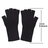 Gants longs noirs tricotés sans doigts pour hommes et femmes, chauds, extensibles, élastiques, à la mode, mitaines d'extérieur, accessoires de cyclisme, hiver 2