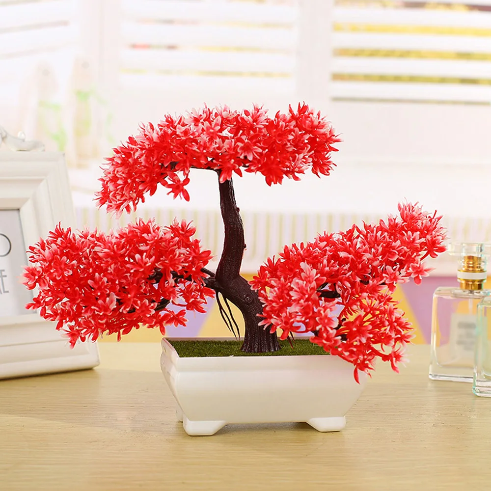 Guest Greeting Pine Tree Potted for Table Centerpiece Indoor Home Office Shop Decor with Natural-Looking Foliage