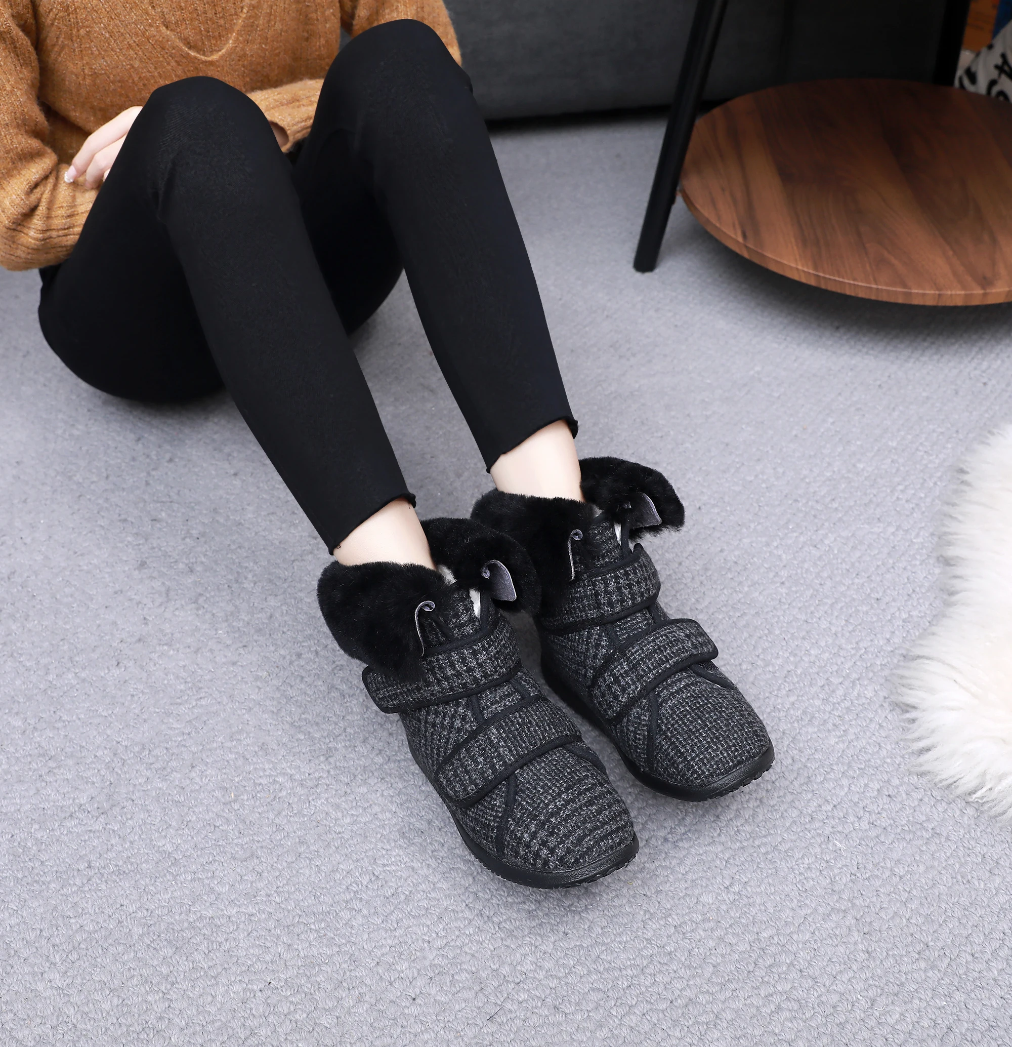 New Winter Velvet Orthopedics Wide Feet Swollen Shoes Adjusting Soft Comfortable Diabetic Shoe Mum Walking Shoes