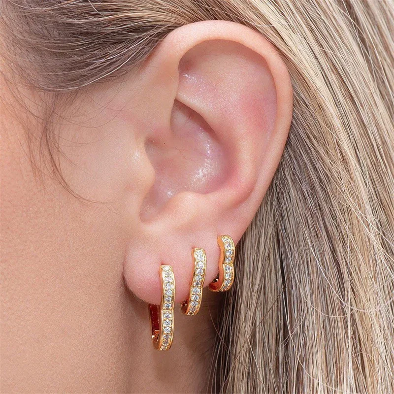 CRMYA Gold Plated Fashion Hoop Earrings For Women CZ Zircon Piercing Circle Earrings 2022 Party Wedding Jewelry Wholesale