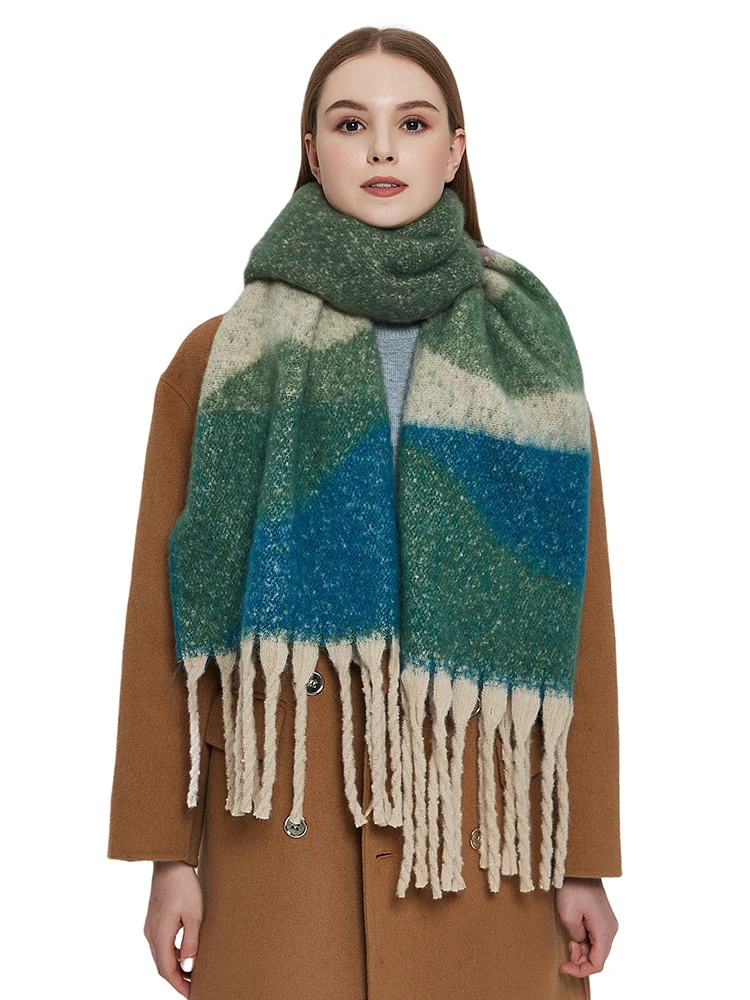 

New Winter Knitted Scarf Women Men Cashmere Preppy Print Tassel Warm Scarve Pashmina Mujer Femme Foulard Bufanda Wrap Shawl Male