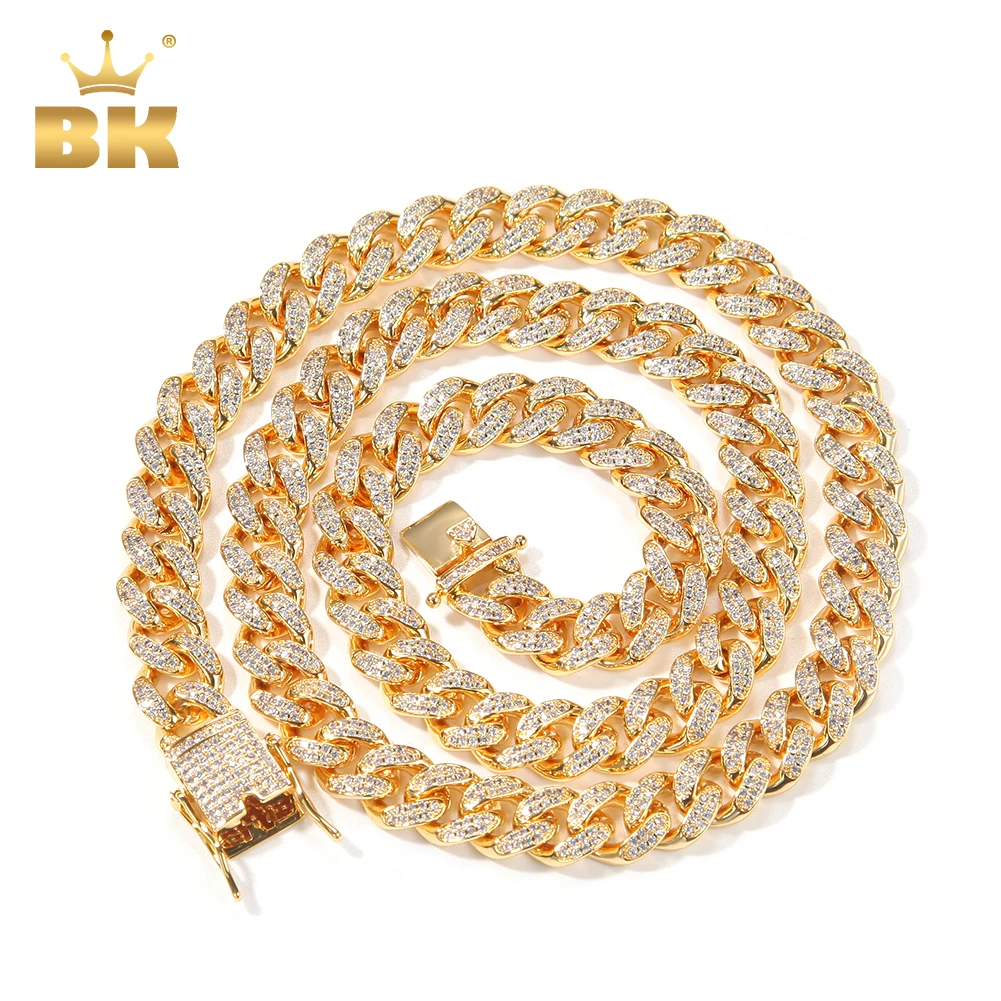 TBTK 10mm Miami Cuban Link Chain Bracelet Choker Prong Setting Cubic Zirconia Men Women Necklace Fashion HipHop Jewelry