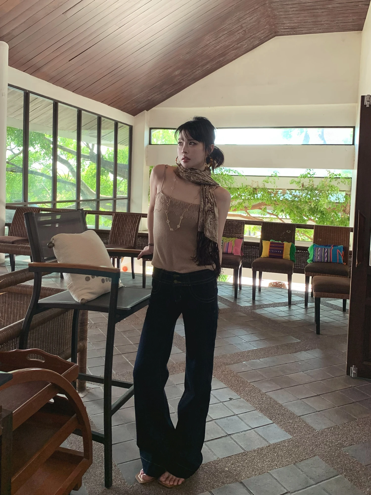 

Retro Commuter ASM ANNA Original Jeans Denim Narrow Straight Leg Low Waist Double Bule Slimming Women's Jeans Cotton Blend