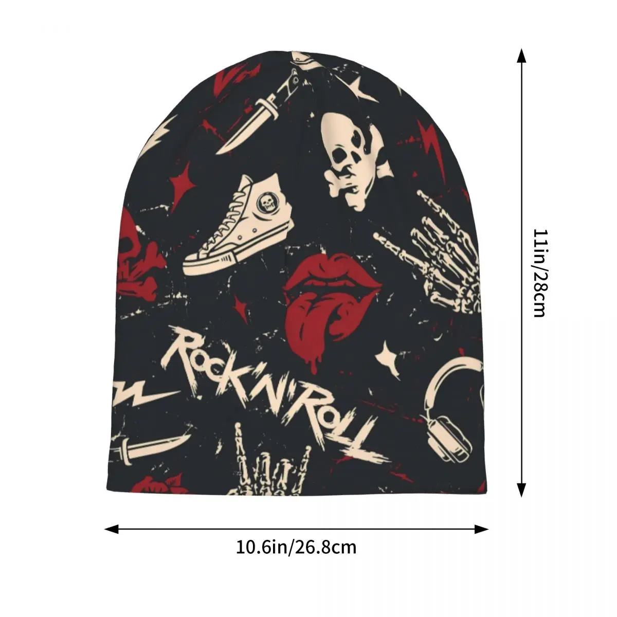 Bonnet Hats Graffiti Art Pattern Men Women\'s Thin Skullies Beanies Hat Rock And Roll Heavy Metal Autumn Spring Cap Street Caps