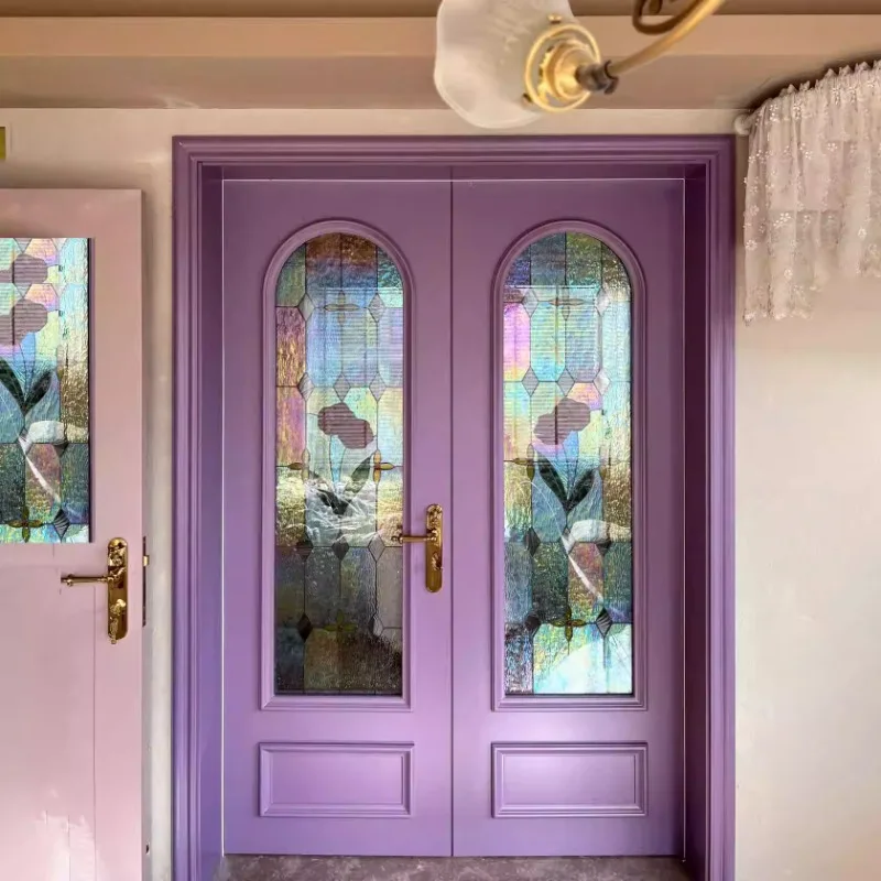 

Французская дверь в стиле ретро, дверь для спальни, ванная комната, композитная краска из массива дерева, плоская европейская изогнутая краска