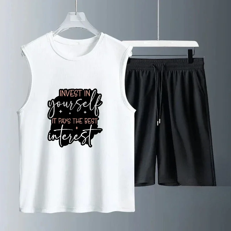 

Mens Quick Dry Sleeveless Fitness Suit 2025 Summer Breathable Vest Shorts Set for Outdoor Sports Basketball and Daily Casual