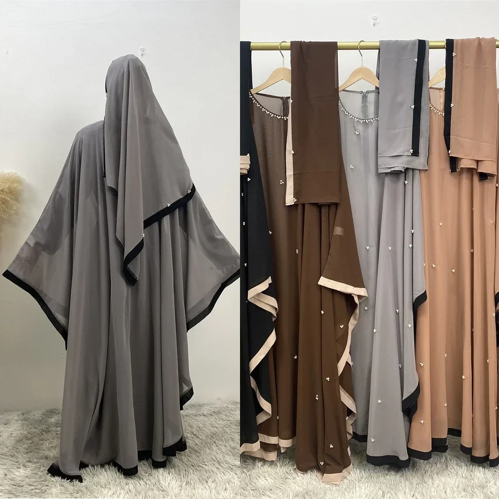 

Ramadan Chiffon Hijabs For Woman Muslim Scarf Kaftan Kimono Long Veiled Dresses Moroccan Caftan For Women Abaya Dubai Luxury