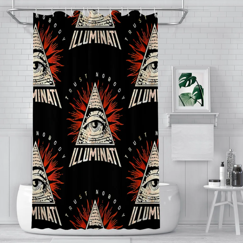 Illuminati Trust Nobody All Seeing Eye Of Providence Shower Curtains Waterproof Fabric Bathroom Decor Hooks Home Accessories