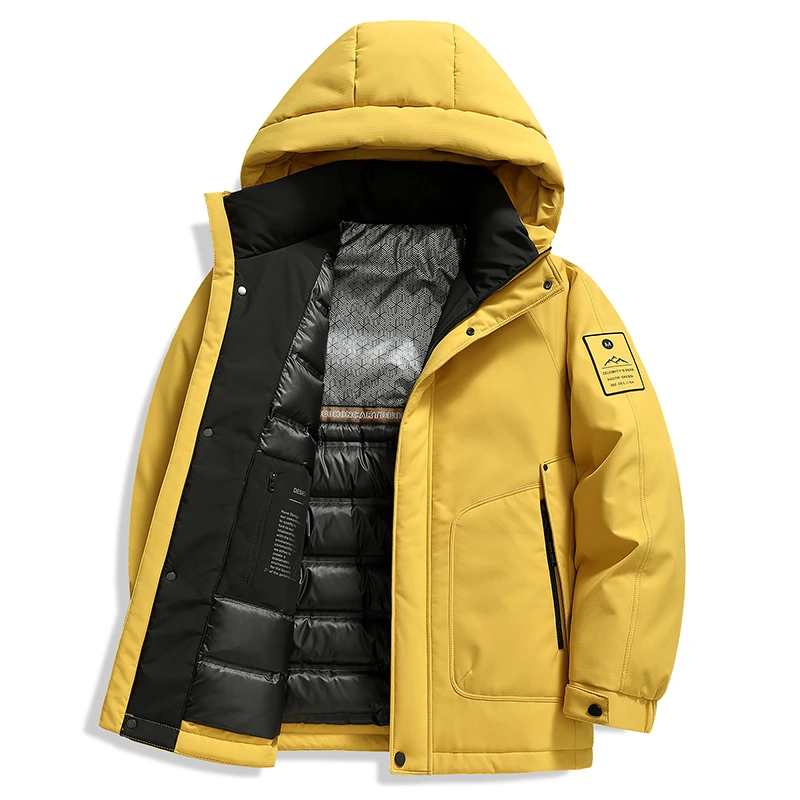 Men's Warm Hooded Duck Down Casual Jackets 2025 Winter Outdoor Puffer Coat Daily Wear Windproof Padded Top Thick Parkas Clothing