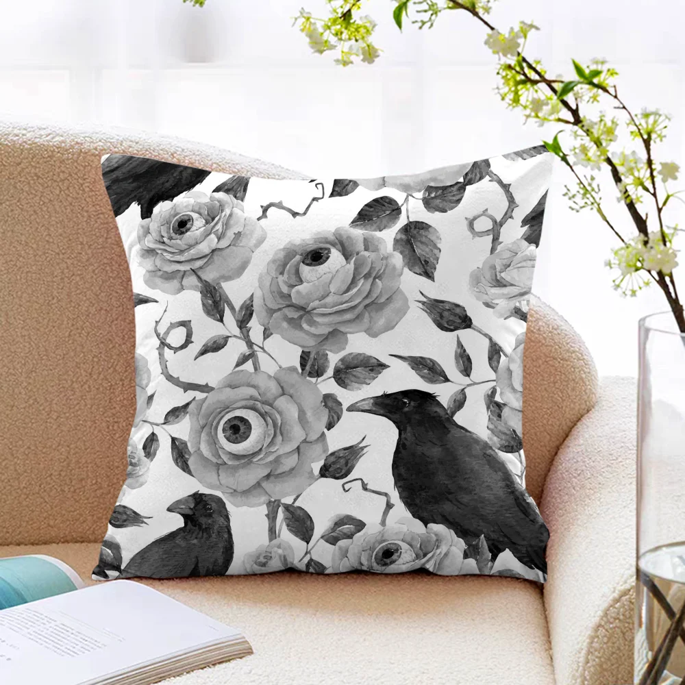 Elegant Rose Car Sofa Short Plush Cushion Cover Home Textile Garden