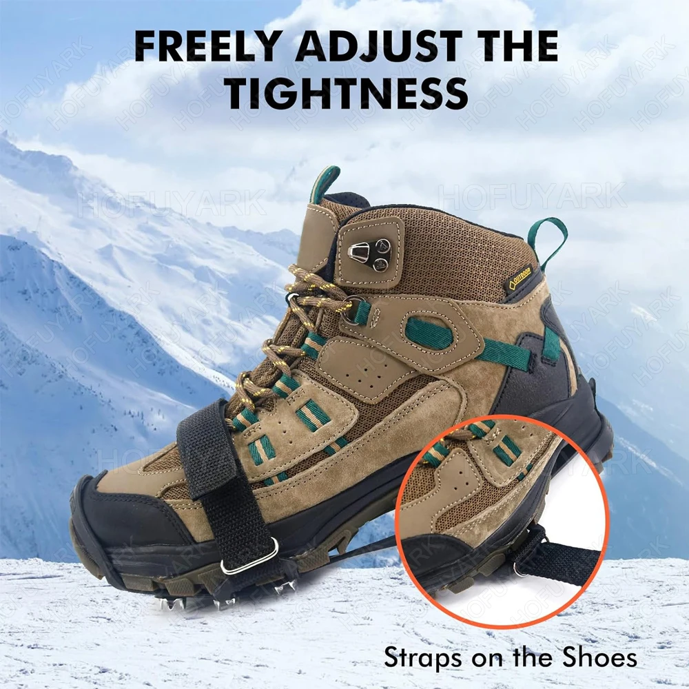 11 Teeth Ice Crampons for Mountain Hiking Outdoor Snow Gripper Non-Slip Ice Cleats for Shoes and Boots Anti Slip Cover for Shoes