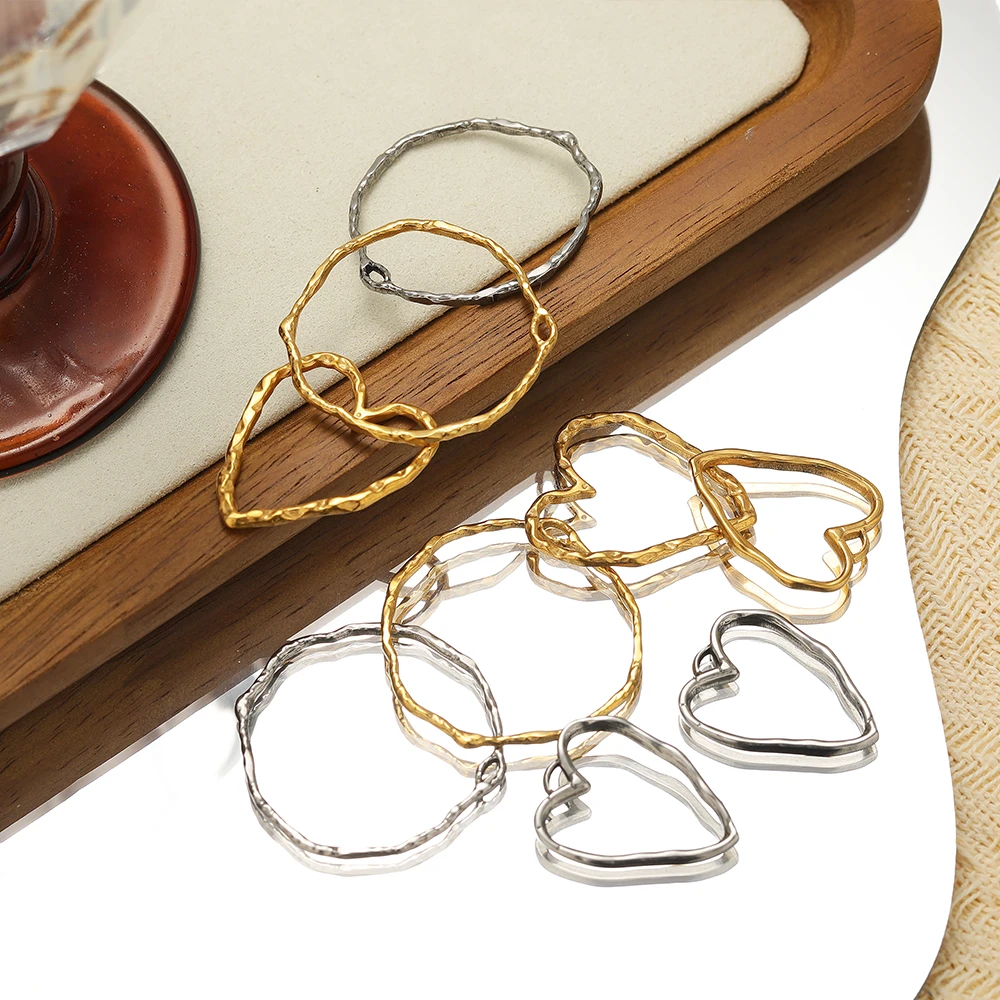 5 Stück Edelstahl Große Herz-Hohlanhänger Verbindungsstücke für DIY Schmuckzubehör Damen Halsketten Ohrringe Bastelzubehör – Detail 4