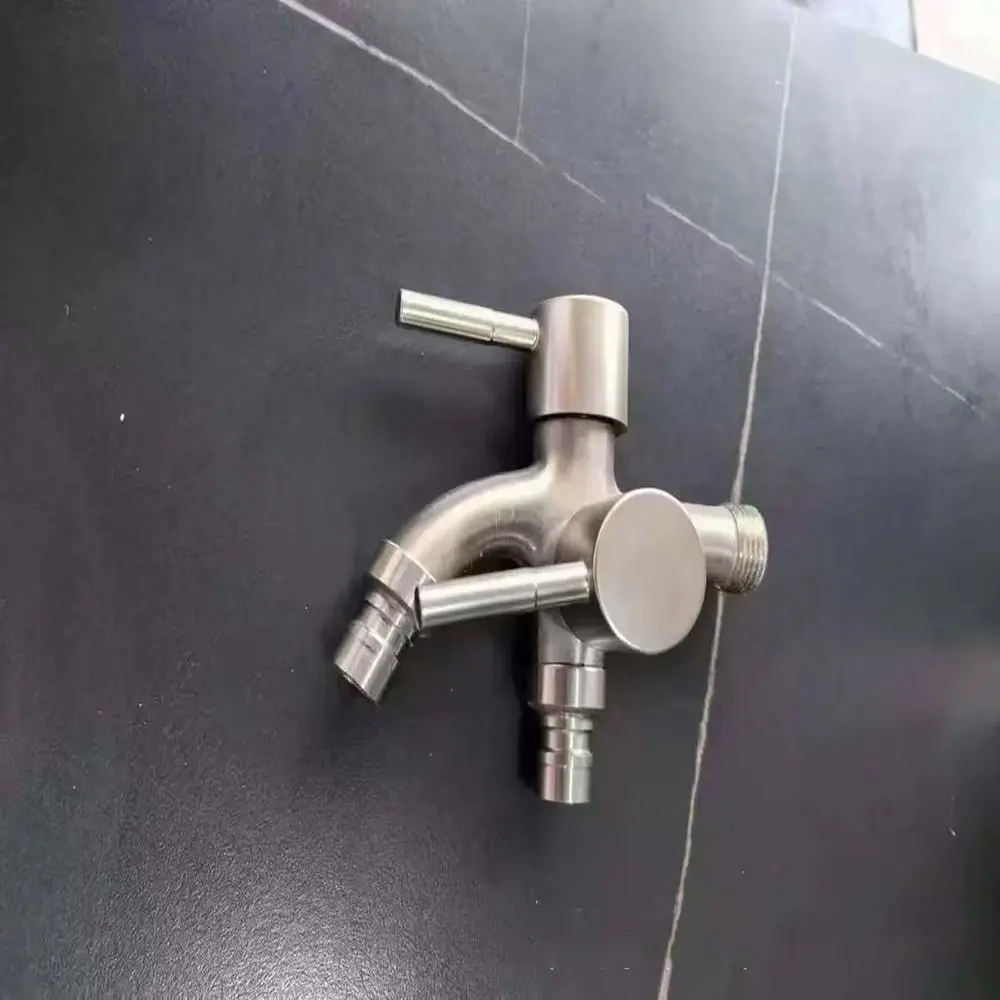 washing faucet 1pc 304 Stainless Steel Multi Functional Washing Machine, Double Outlet Faucet