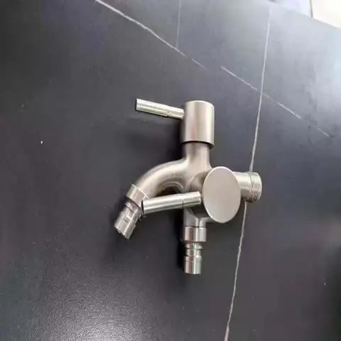 washing faucet 1pc 304 Stainless Steel Multi Functional Washing Machine, Double Outlet Faucet