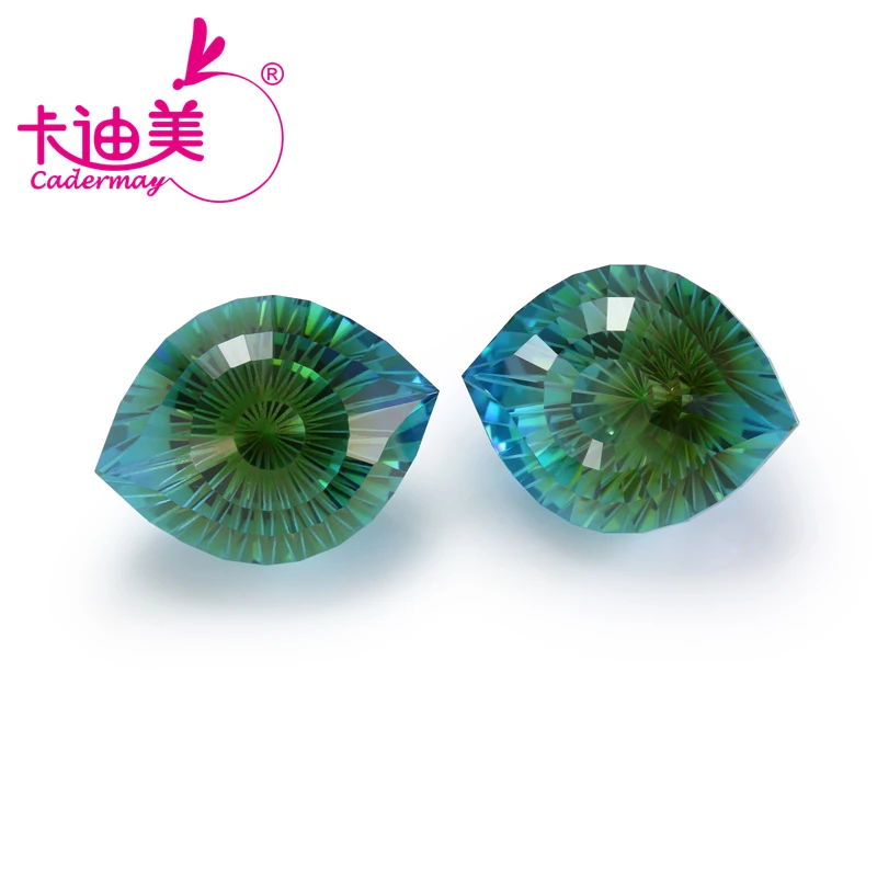 CADERMAY Eye Double Stone Synthetic Cubic Zirconia Loose Stone Double Color For Fine Jewelry Making DIY