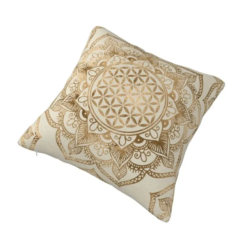 Custom Mandala Flower In Lotus Cushion Cover 45x45cm Velvet Sacred Geometry Throw Pillow Case for Sofa Car Square Pillowcase