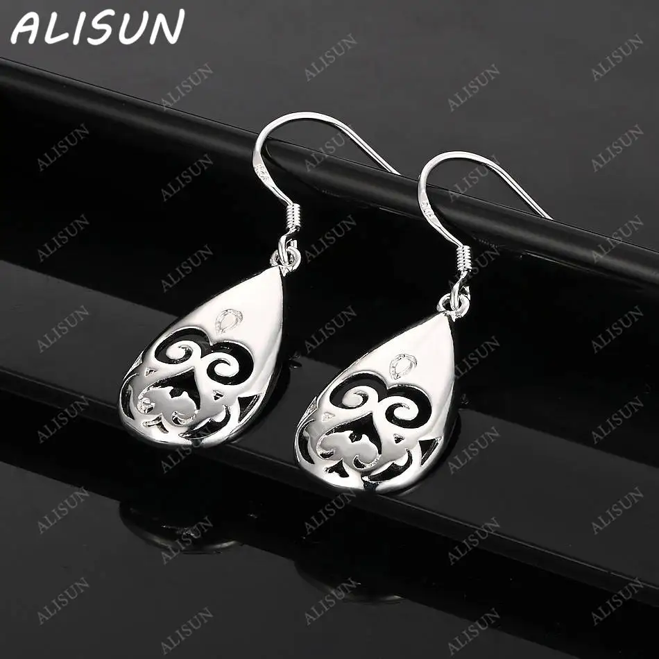 

ALISUN 925 Sterling Silver Water Droplets Earrings Drop Earrings For Women Fashion Jewelry Charm Grace Noble Wedding Accessories
