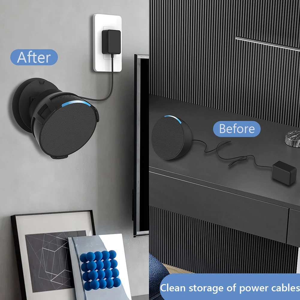 Soporte de altavoz inteligente montado en la pared y cubierta protectora de silicona, soporte de altavoz para ahorro de espacio, decoración del hogar para Amazon Echo Pop
