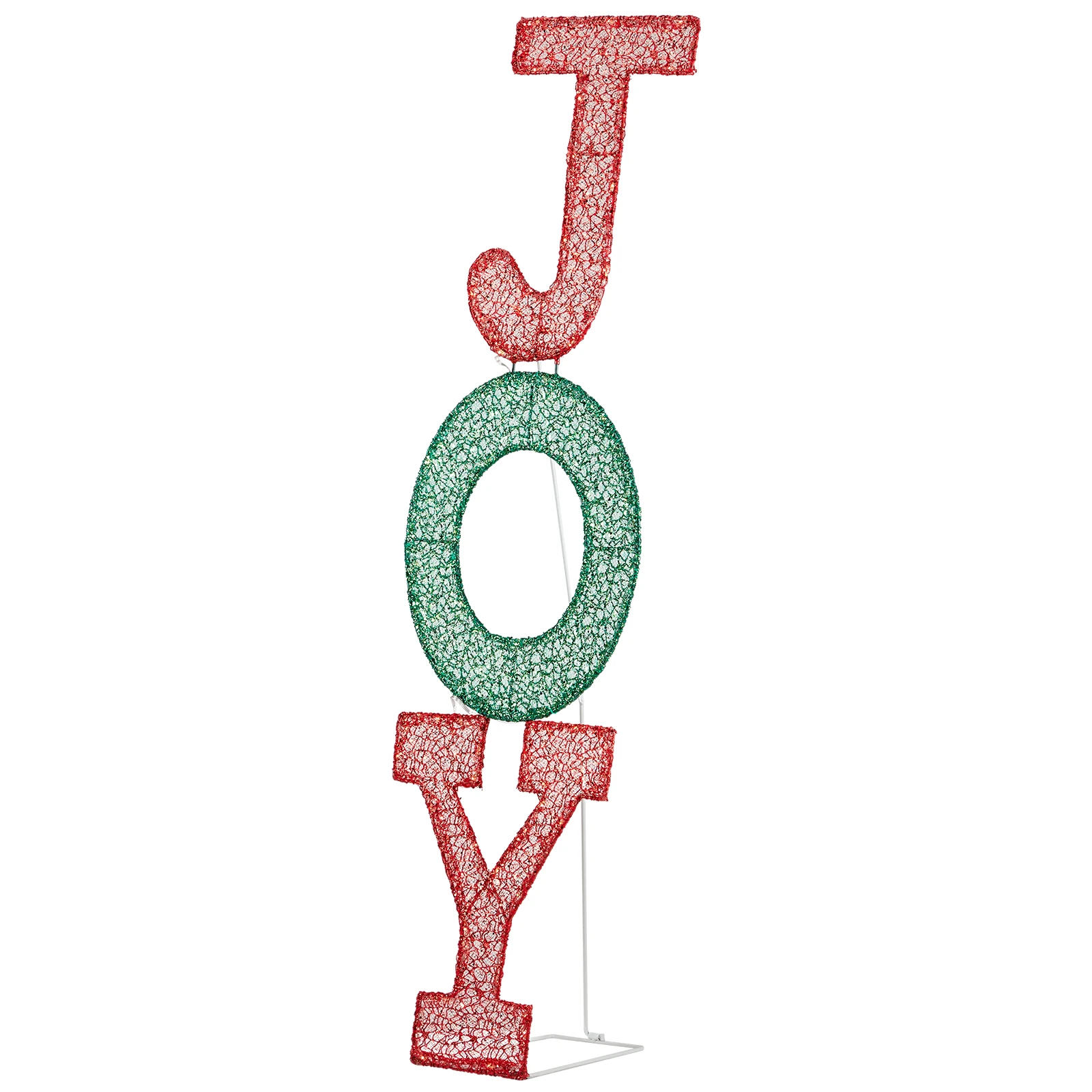 Lighted JOY Letter Sign Christmas Yard Decorations, Pre-lit 2D Letter Display with 45 LED Warm White Lights and Stakes for Xmas