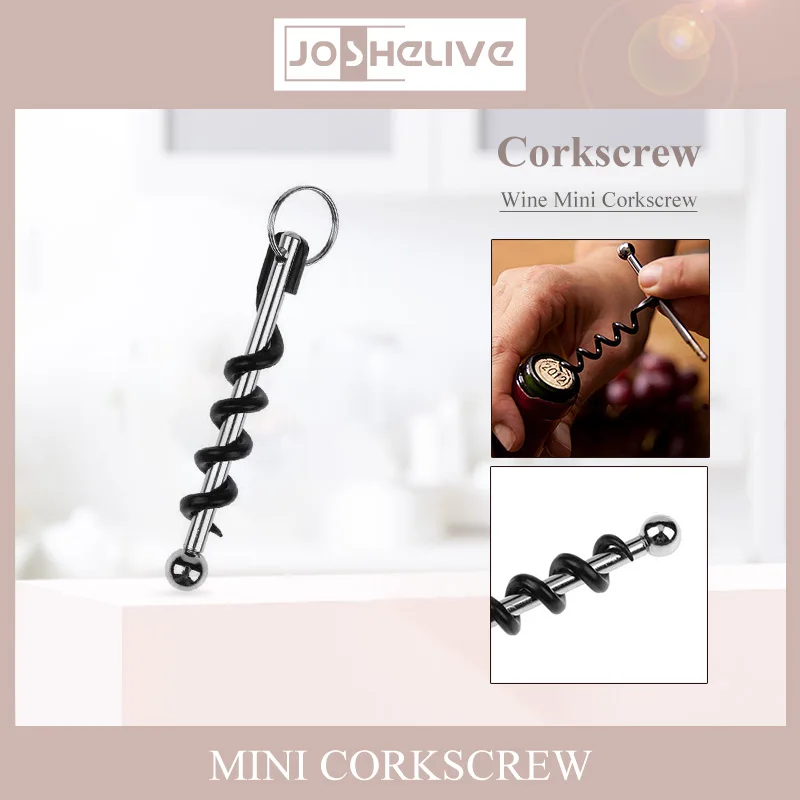 Portable Wine Bottle Opener Mini Stainless Steel Cork Screw Bottle Corkscrew Double Hinged Outdoor Keychain Wine Opener