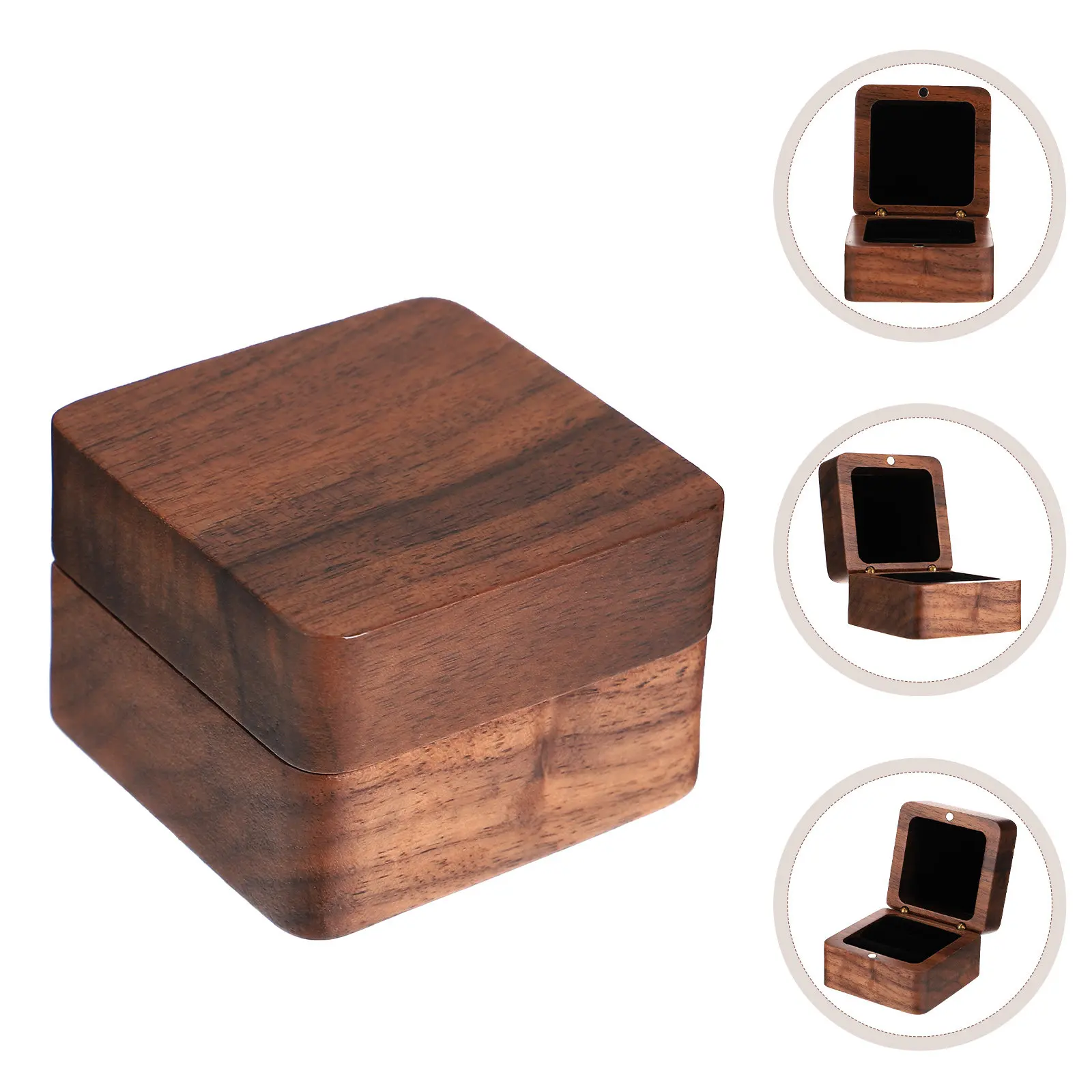 

Wooden Ring Box High-Quality Hardwood Ring Gift Box for Engagement Proposal Wedding Ceremony Earrings Rings Jewelry Storage