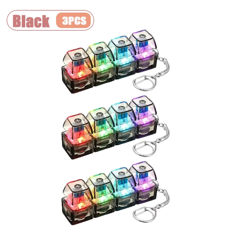 Mechanischer Tastatur-Schalter-Tester Schlüsselanhänger Fidget mit LED-Licht DIY Tastenkappen Stressabbau Clicker für Büro Schreibtisch Angstlinderung Geschenk