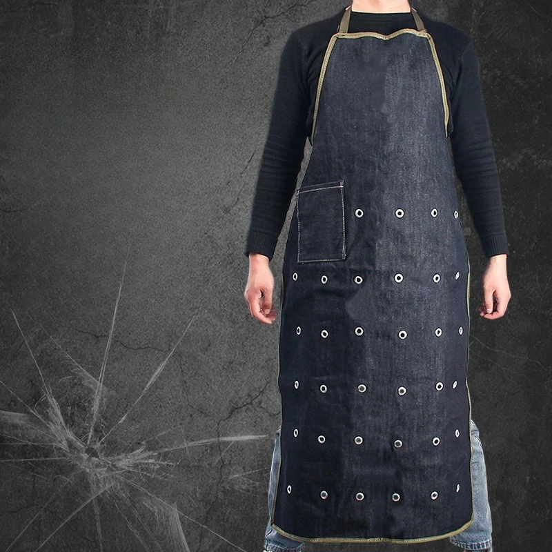 Thick Double Layer Denim Safety Apron Anti Cut Anti Scratch Protective Bib For Glass Factory Metal Processing Unisex Labor Wear