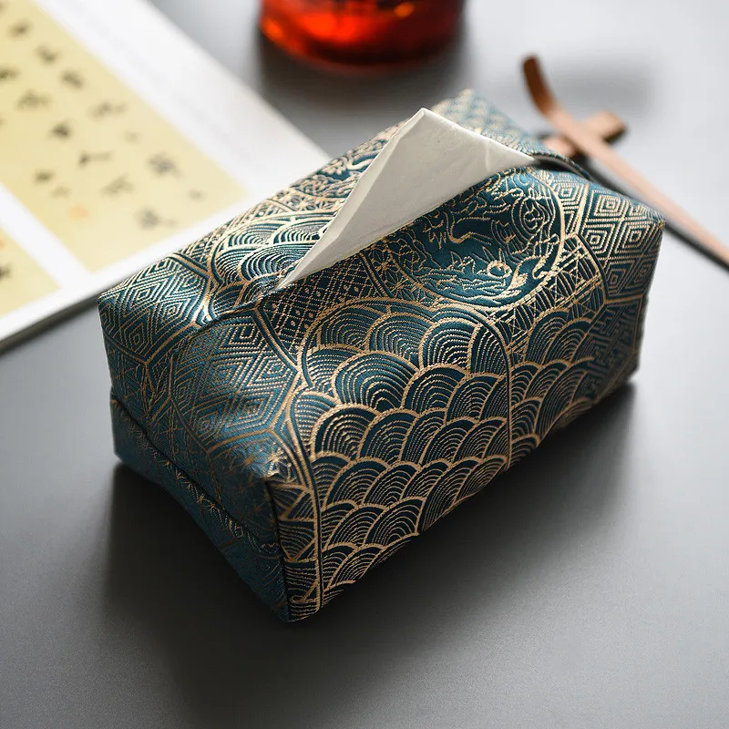 Handmade Brocade Tissue Box Vintage Chinese Style Desktop Ornament Cloth  Napkin Storage Bag Luxury Home Furnishing Decoration