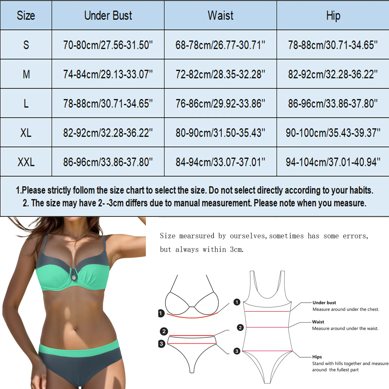 Bikini de talla grande con realce para mujer, traje de baño con cuello Sexy Halter, ropa de playa de cintura baja, 2024