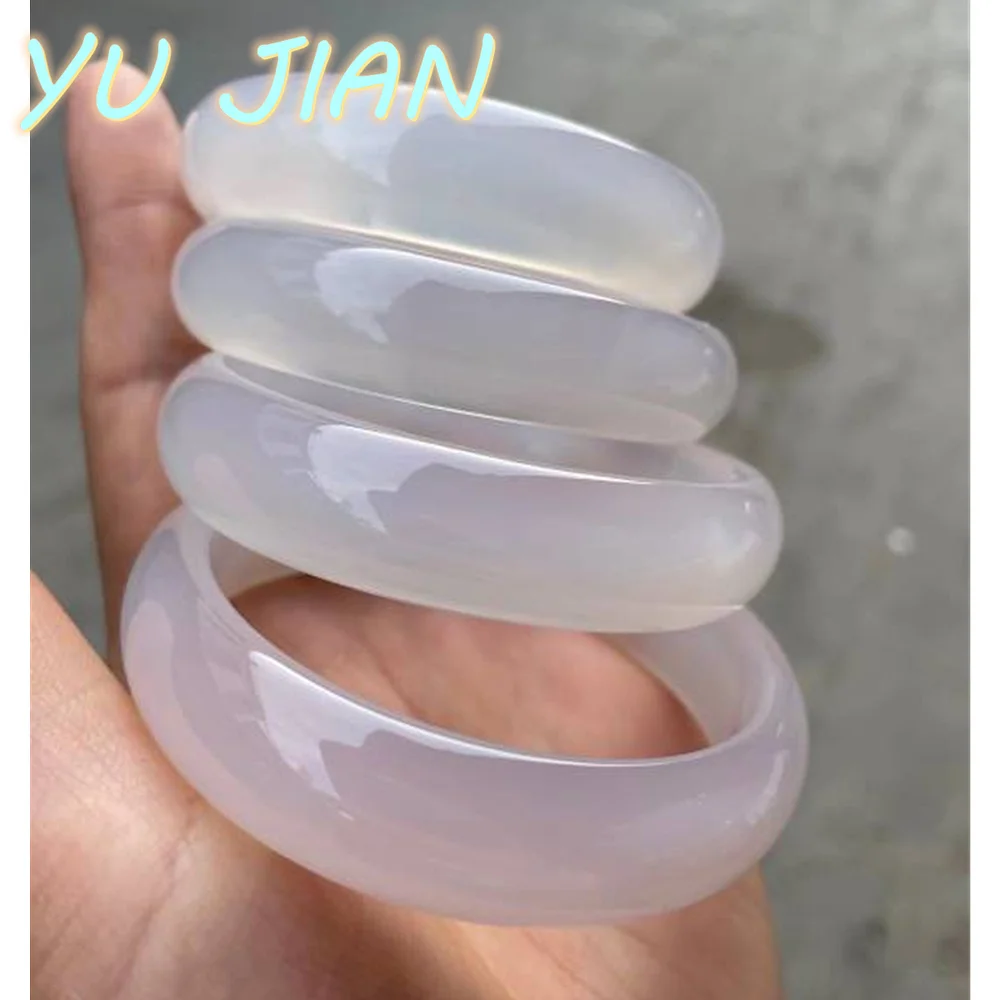 New Delicate Elegant Natural Jade Bracelet Ice Clear-Perfect White Perfect Bangle Fine Handring Exquisite Noble Jewelry