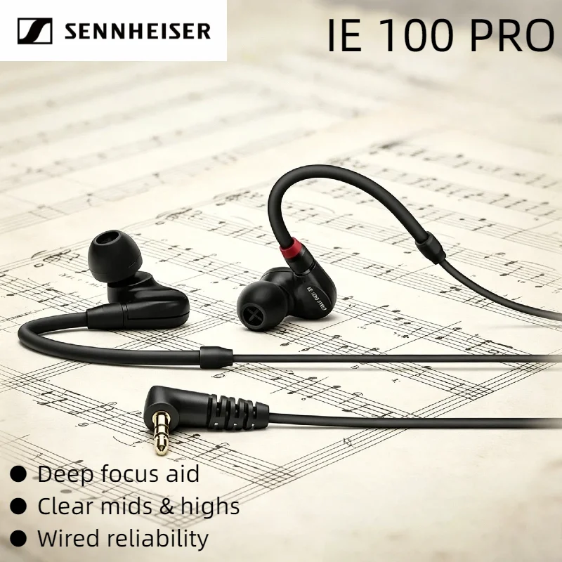 

Оригинальные проводные внутриканальные наушники Sennheiser IE 100 PRO 2026 года с широкополосным динамическим излучателем, пассивной шумоизоляцией и Hi-Fi мониторингом