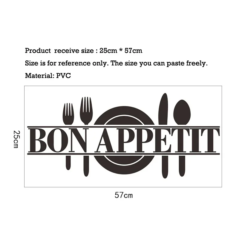 Classic BON APPETIT Kitchen Wall Sticker For Kitchen Stove Refrigerator Decoration Art Decals Removable Stickers