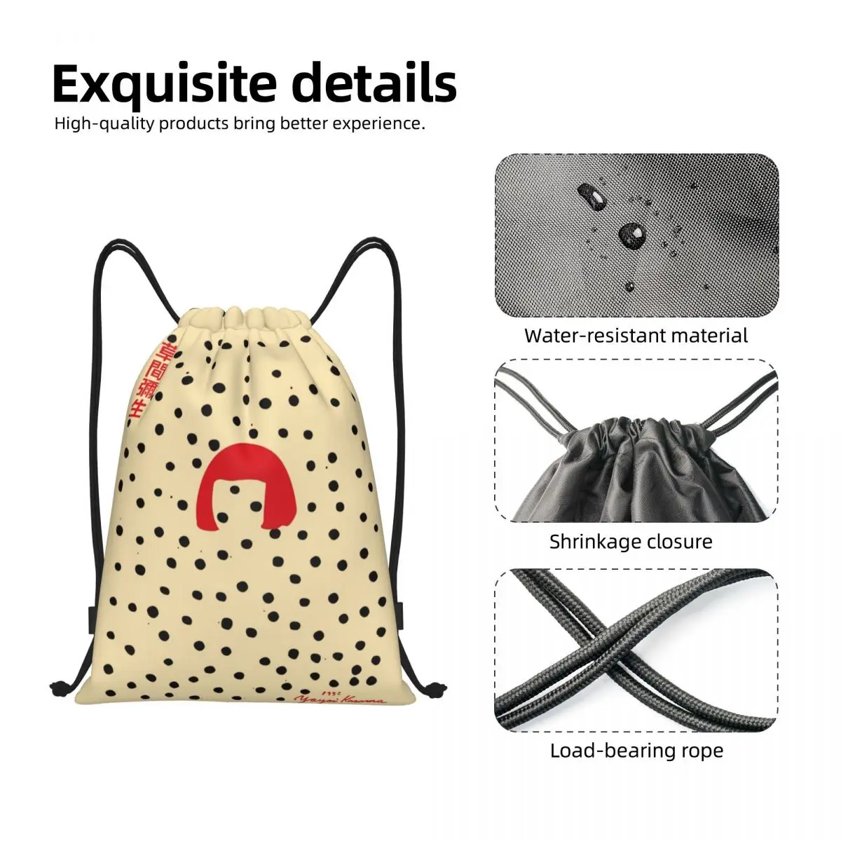 Yayoi Kusama-mochila con cordón para hombre y mujer, bolsa deportiva para gimnasio, mochila de entrenamiento con pintura abstracta