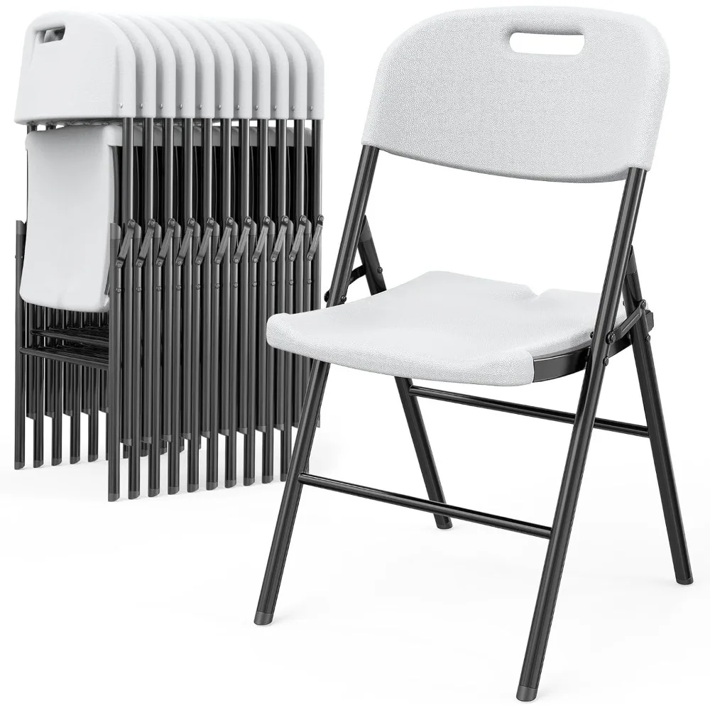 

Folding Chairs, Heavy Duty Foldable Chair Portable HDPE Plastic Seat with Steel Frame for Indoor Outdoor Dinning Party Wedding