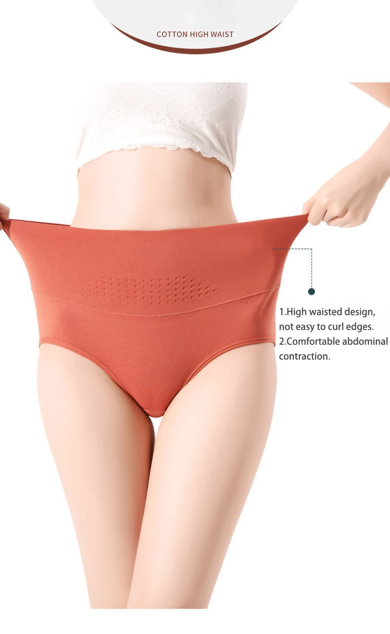 Women\'s Graphene Cotton Panties High Waist Body Shaper Underwear Plus Size Sexy Ladies Briefs Breathable Solid Female Lingerie