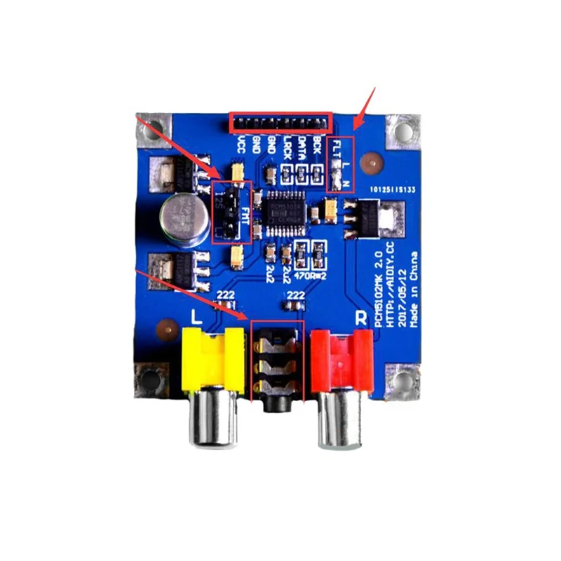 AA60-PCM5102A I2S 플레이어 모듈 라스베리 파이용 32Bit 384Khz DAC 디코더 보드 오디오 출력