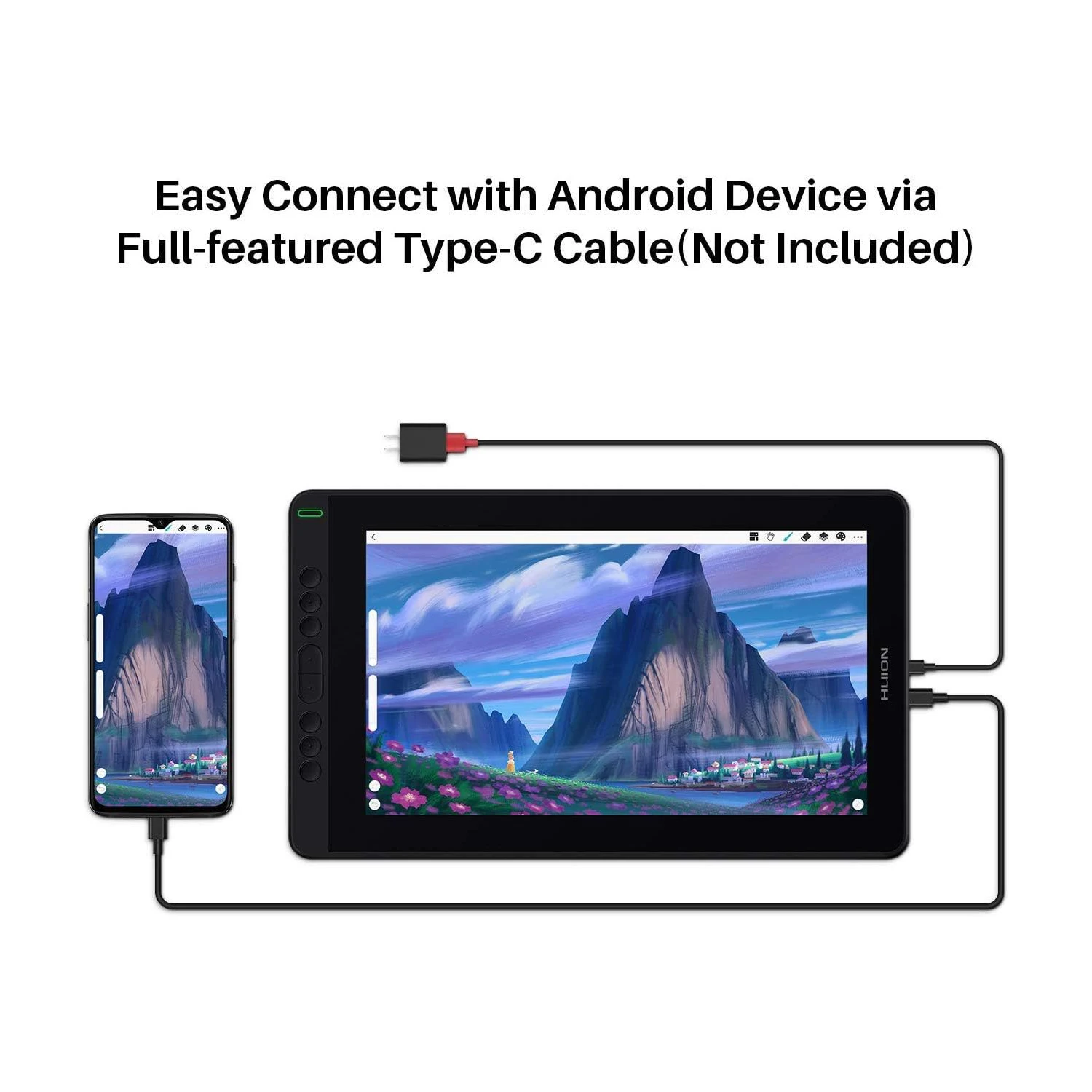Huion Kamvas 13 Graphics Tablet with IPS Screen 13.3 Inch Drawing Display, Compatible with MacOS Windows USB3.1 Android Phone