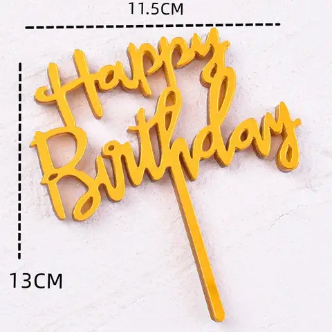 10 पीस रोज़ गोल्ड हैप्पी बर्थडे केक टॉपर सिल्वर ब्लैक सिंपल डिज़ाइन ऐक्रेलिक केक टॉपर बेबी शॉवर पार्टी डेज़र्ट सजावट 6 best sales जन्मदिन का केक टॉपर - №2