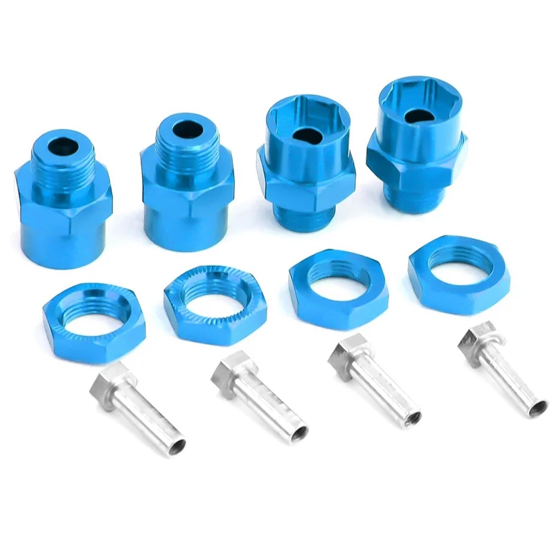 

4PCS Metal Hex Adapter 12Mm To 17Mm Wheel Hex Hubs Adapter Extension Conversion Nuts For 1/10 RC Car Parts Blue-Y41A