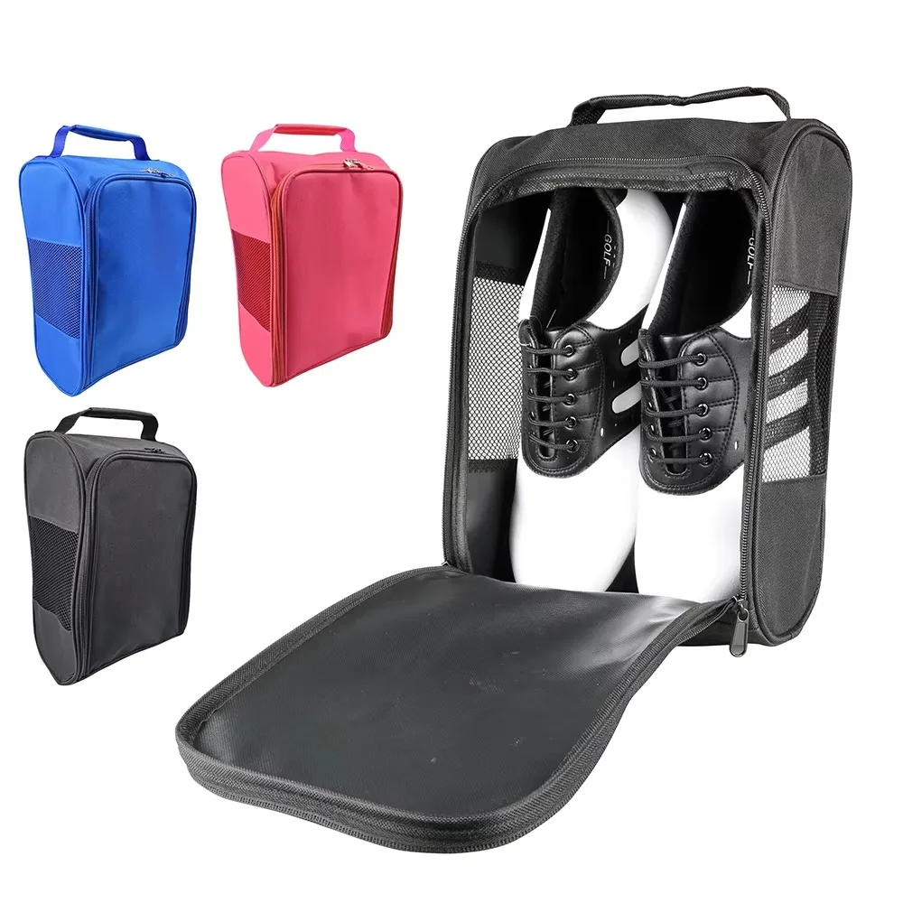 New Hand-Held Shoe Carrier Bag Lightweight Oxford Cloth Shoe Storage Bag Breathable with Zipper Golf Shoe Bag