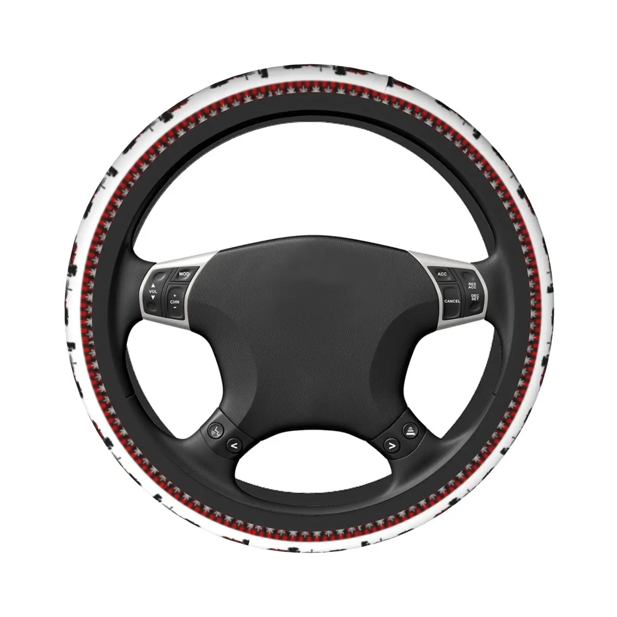 38cm Car Steering Wheel Cover Retro Merry Christmas Plaid Soft Nordic New Year Car-styling Suitable Automobile Accessory