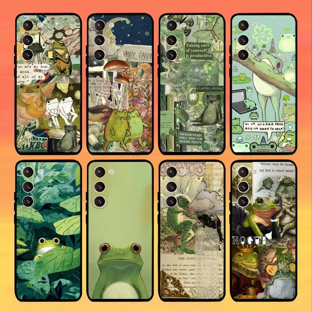 

Interesting Frog Collage Phone Case For Samsung Galaxy A73,A72,A71,A70,A53,A52,A51,Others Soft Black Cover