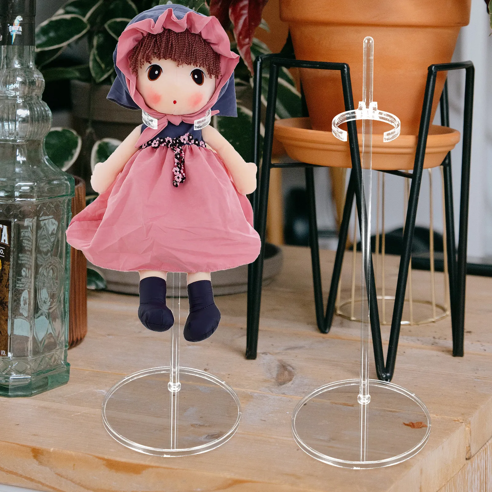 Suportes de exibição para figuras de ação, 8 peças, clipes ajustáveis ​​para cintura, rack de mesa de plástico transparente para exibições em miniatura de 11-13 polegadas