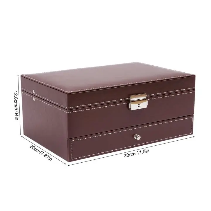 SHZICMY Scatole porta orologi con serratura in pelle PU a 12 slot, custodia per cassetti per gioielli da uomo e da donna, organizer a 2 livelli per orologio S